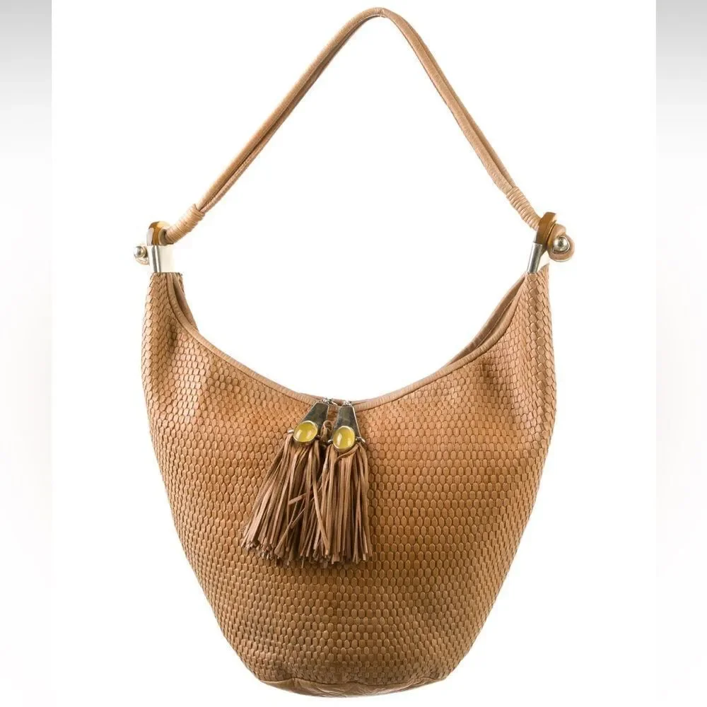 Perez Sanz 6212‎ Woven Tassel Leather Hobo Bag Purse